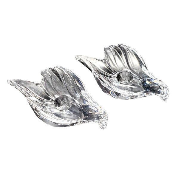 2 Gorham Dove Candlestick Holders 6" lead crystal birds taper holders - Picture 2 of 8